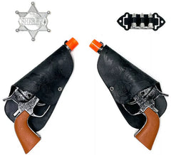Kit de Sheriff: 2 Pistolas con fundas, Estrella y Balas