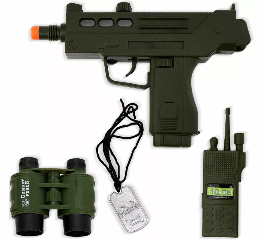 Translation missing: es.Kit de Soldado: Fusil, Chapa, Prismáticos y Walkie de plástico