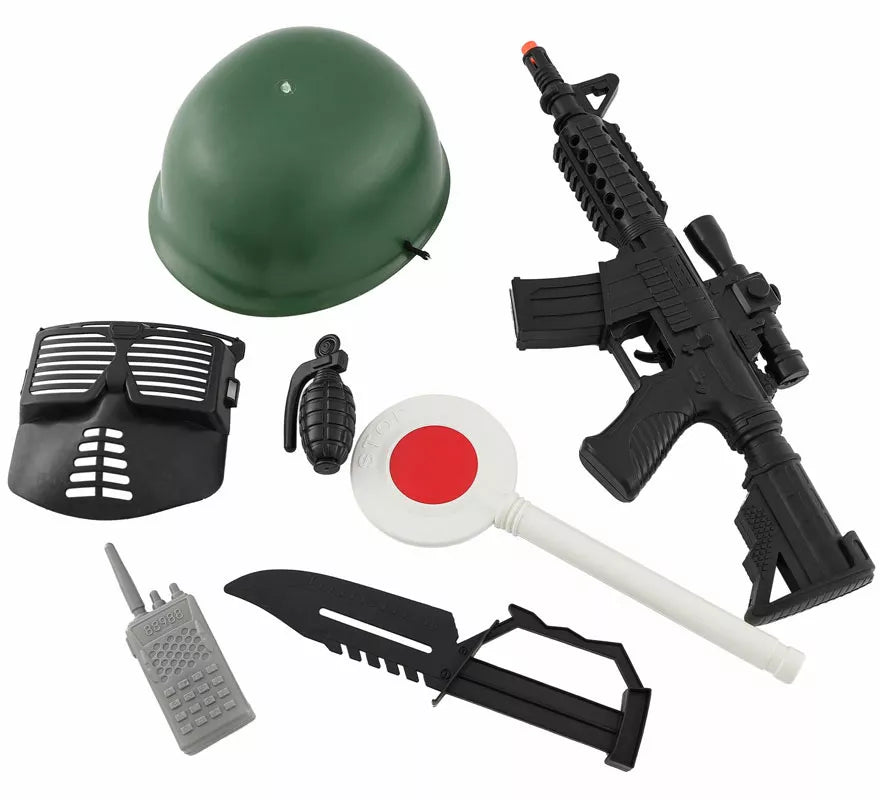 Translation missing: es.Kit de Soldado Militar con Casco y Rifle de plástico