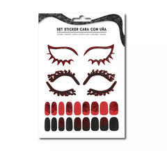 Kit de Sticker Facial adulto: Contorno de ojos y uñas telaraña