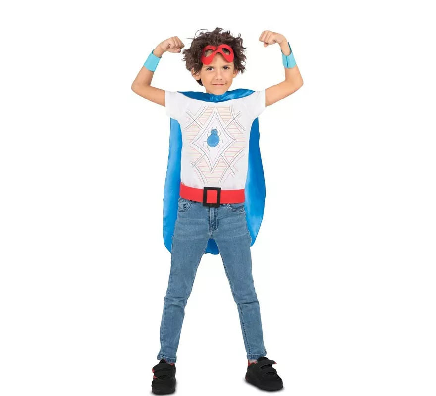 Translation missing: es.Kit de Superhéroe azul infantil: antifaz, capa y cinturón