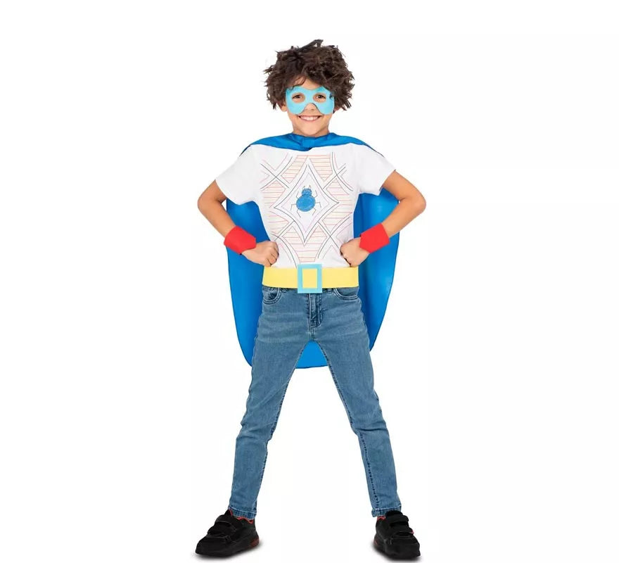 Translation missing: es.Kit de Superhéroe azul infantil: antifaz, capa y cinturón