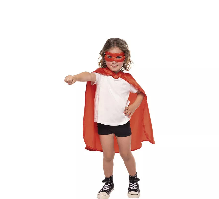Kit de Superheroína Rojo Infantil: Capa y Antifaz