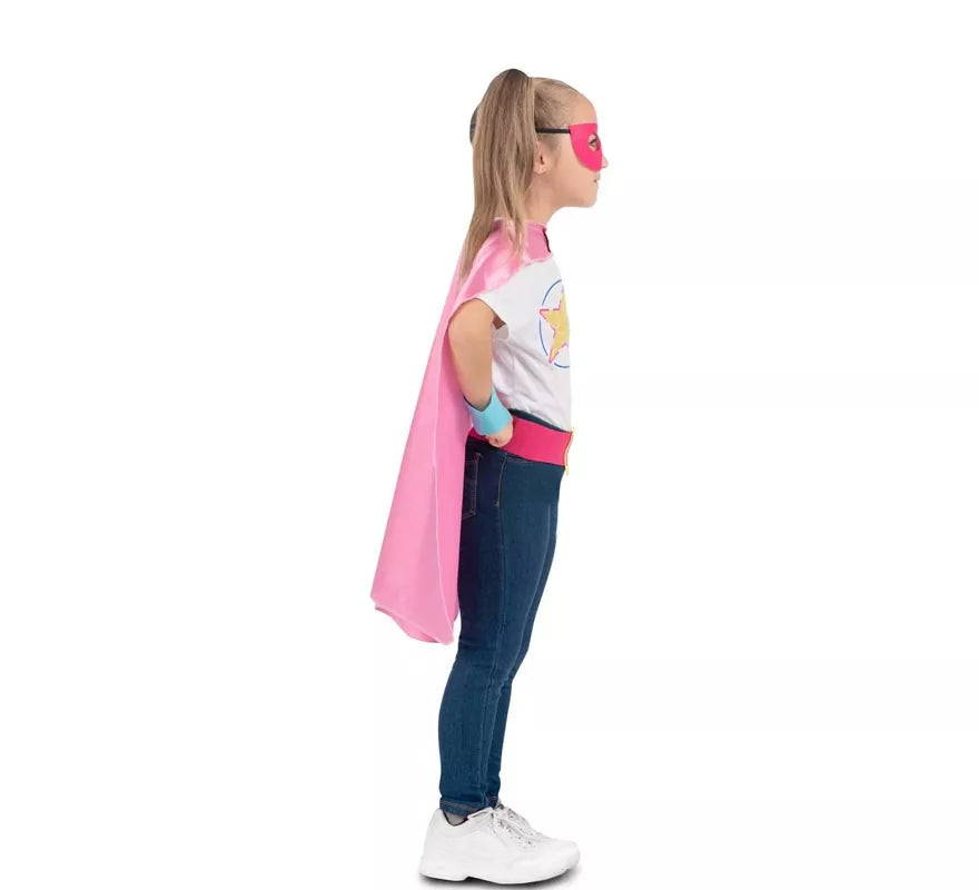 Translation missing: es.Kit de Superheroína rosa infantil: antifaz, capa y cinturón