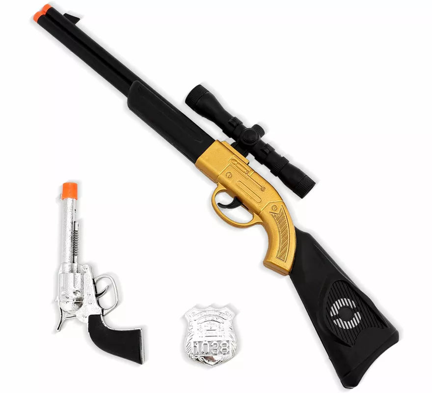Translation missing: es.Kit de SWAT: Placa, Rifle de 50x10 cm y Pistola de 18,5x9 cm de plástico