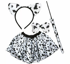 Kit de Vaca con manchas infantil: Diadema, lazo, cola y falda