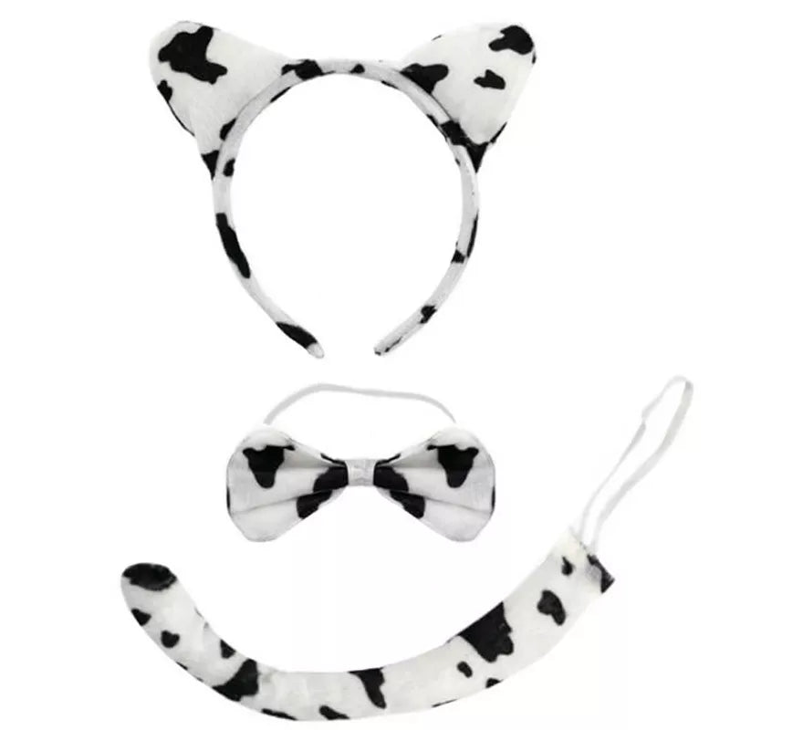 Kit de Vaca lechera: Diadema, Pajarita y Cola