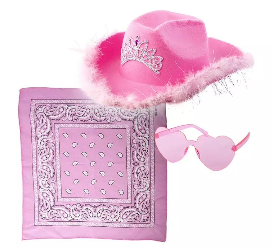 Translation missing: es.Kit de Vaquera rosa: Gafas, pañuelo y sombrero de 58 cm