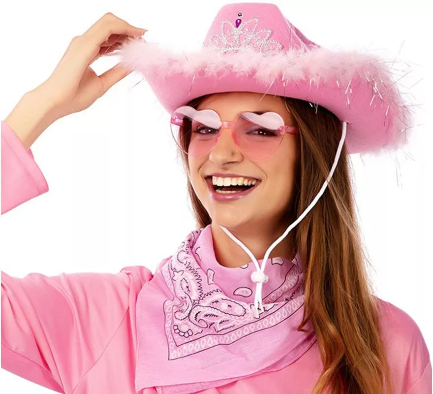 Translation missing: es.Kit de Vaquera rosa: Gafas, pañuelo y sombrero de 58 cm