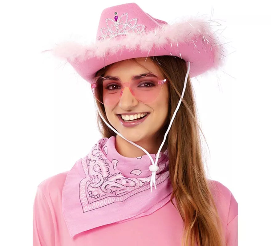 Translation missing: es.Kit de Vaquera rosa: Gafas, pañuelo y sombrero de 58 cm