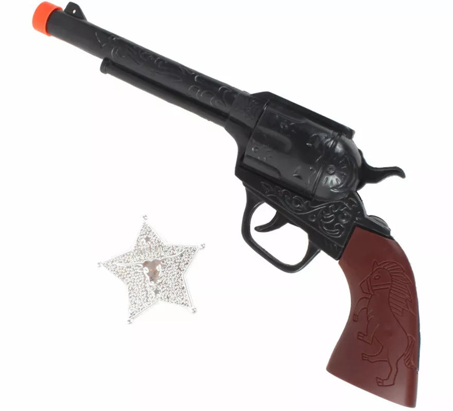 Translation missing: es.Kit de Vaquero: Placa y Revolver de 34 cm de plástico