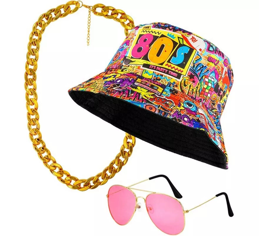 Translation missing: es.Kit Funky Años 80: Sombrero, Gafas y Collar