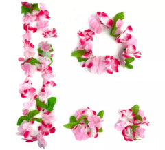Kit Hawái Floral Fucsia: Collar, Pulseras y Tocado