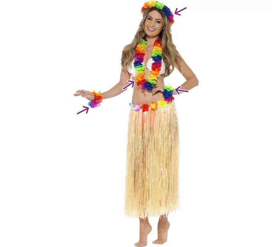 Translation missing: es.Kit Hawaiano Arco iris: Collar, Diadema y Muñequera