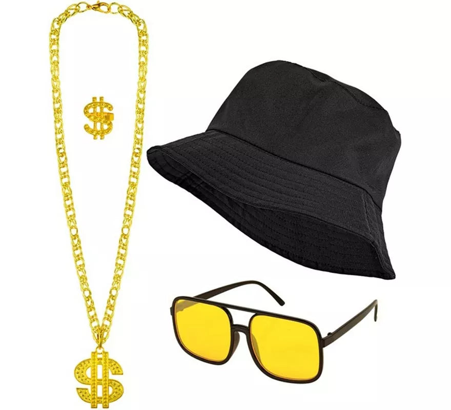 Translation missing: es.Kit Hip Hop Años 90: Sombrero, Gafas, Collar y Anillo