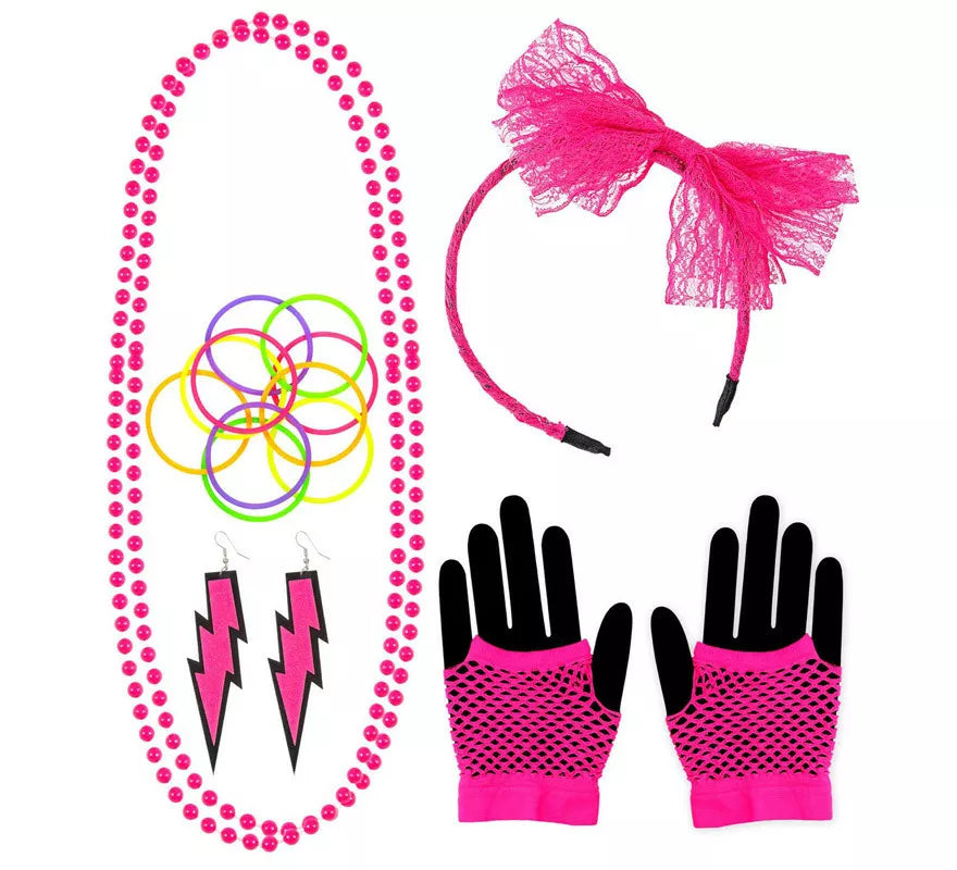 Translation missing: es.Kit Neón en varios colores Años 80: Diadema, Collar, Pulseras, Pendientes y Guantes