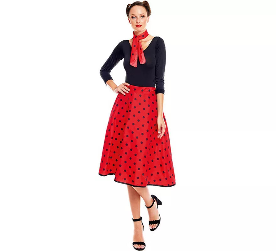 Translation missing: es.Kit o Disfraz Años 50 en varios colores para mujer: Falda y Pañuelo