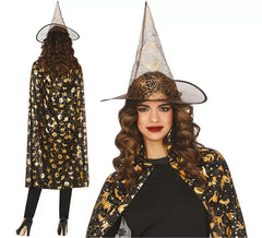 Kit o Disfraz de Bruja: Gorro y Capa 110 cm