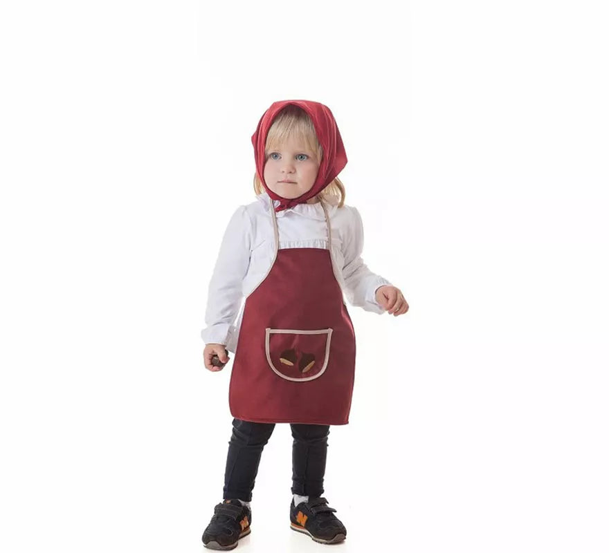 Translation missing: es.Kit o Disfraz de Castañera Burdeos María para niña: Delantal y Pañuelo