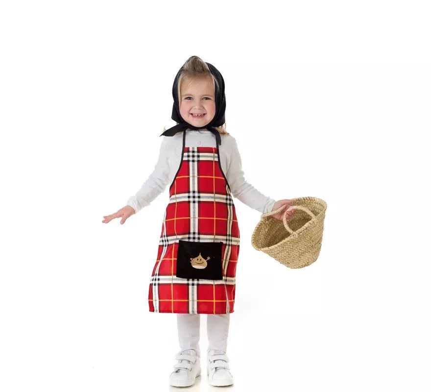 Translation missing: es.Kit o Disfraz de Castañera Cuadros Rojos para niña