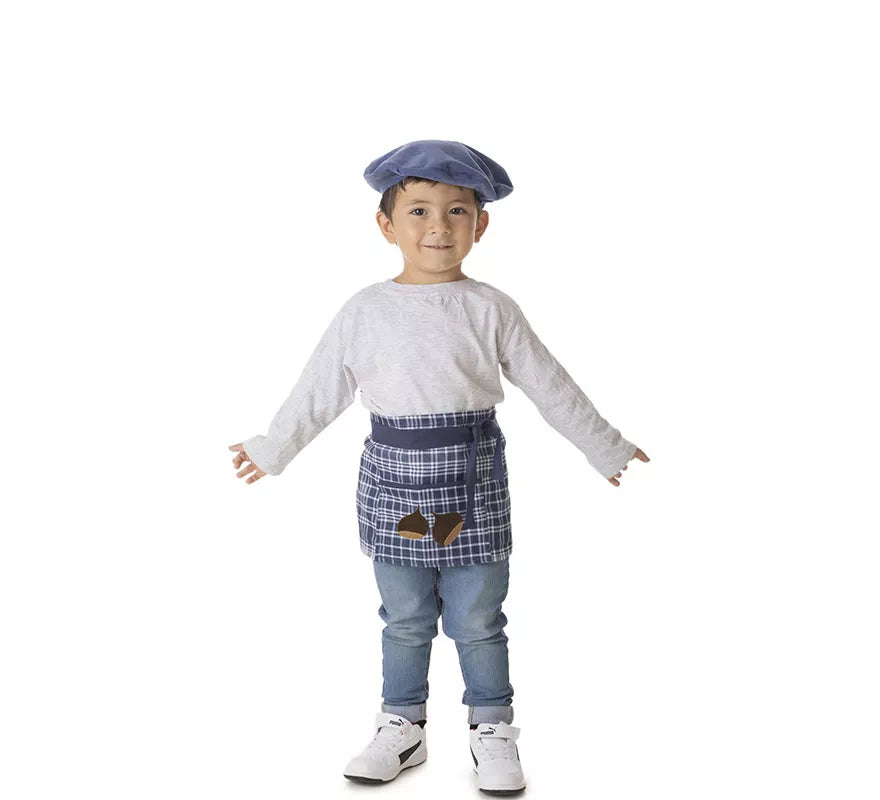 Kit o Disfraz de Castañero Cuadros Azul para niño