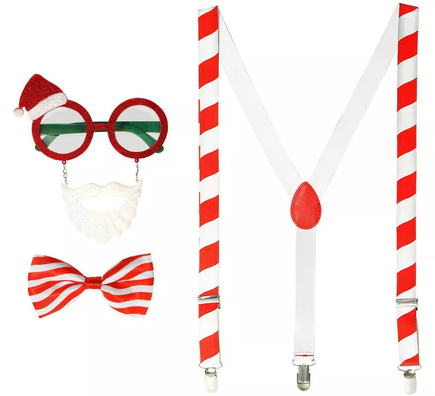 Translation missing: es.Kit Papá Noel: Gafas con Barba y Gorrito, Tirantes y Pajarita