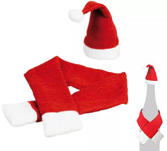 Kit para Botella de Papá Noel: Gorro y Bufanda