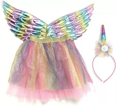 Kit Unicornio Multicolor Infantil: Tutú, Alas y Diadema