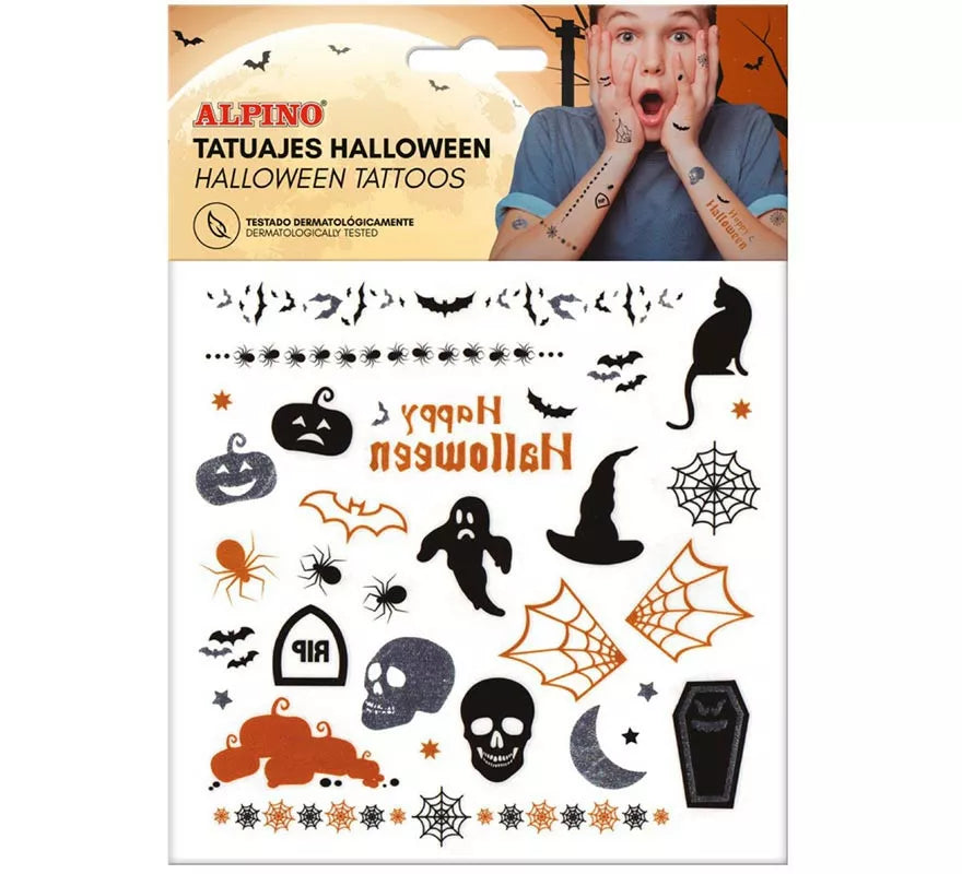 Translation missing: es.Lámina de Tatuajes Temporales de Halloween en diseños surtidos