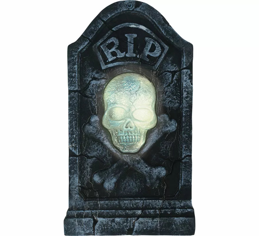 Lápida Calavera Pirata con Luz y Sonido de 90x50 cm