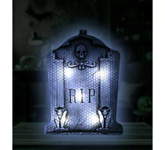 Lápida RIP Calavera con luz de 9,5x13 cm
