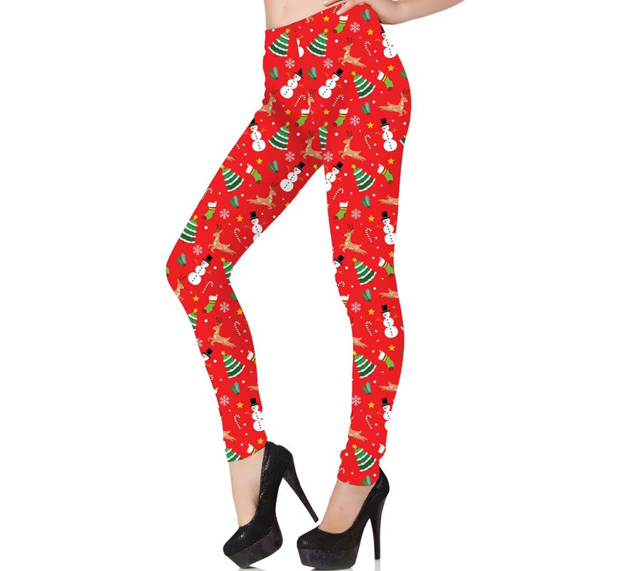Translation missing: es.Leggings Navideño rojo estampado para mujer
