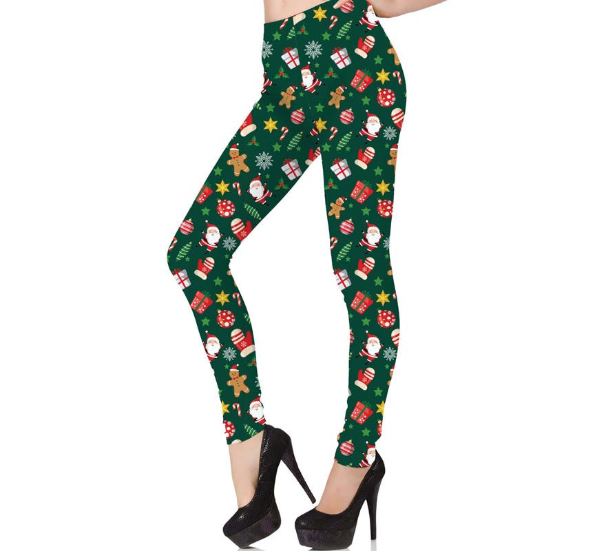 Translation missing: es.Leggings Navideño verde estampado para mujer