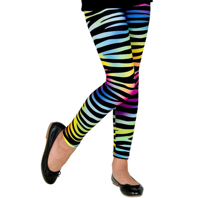 Translation missing: es.Leggings Neón Multicolor Animal Print Años 80 Infantiles