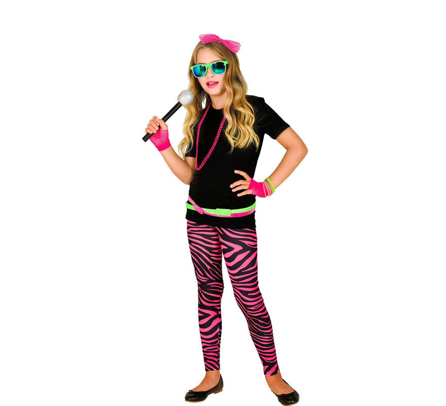 Translation missing: es.Leggings Neón Rosa Animal Print Años 80 Infantiles