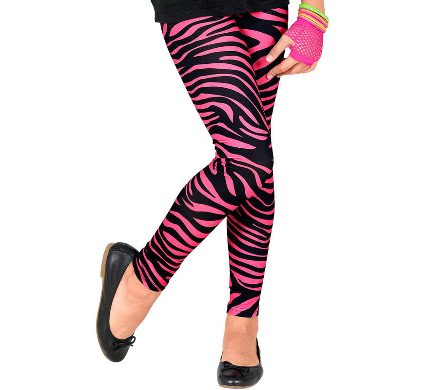 Translation missing: es.Leggings Neón Rosa Animal Print Años 80 Infantiles