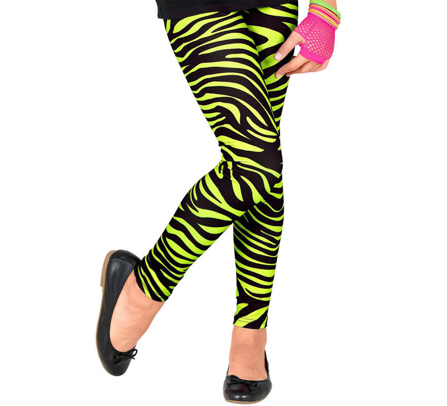 Translation missing: es.Leggings Neón Verde Animal Print Años 80 Infantiles