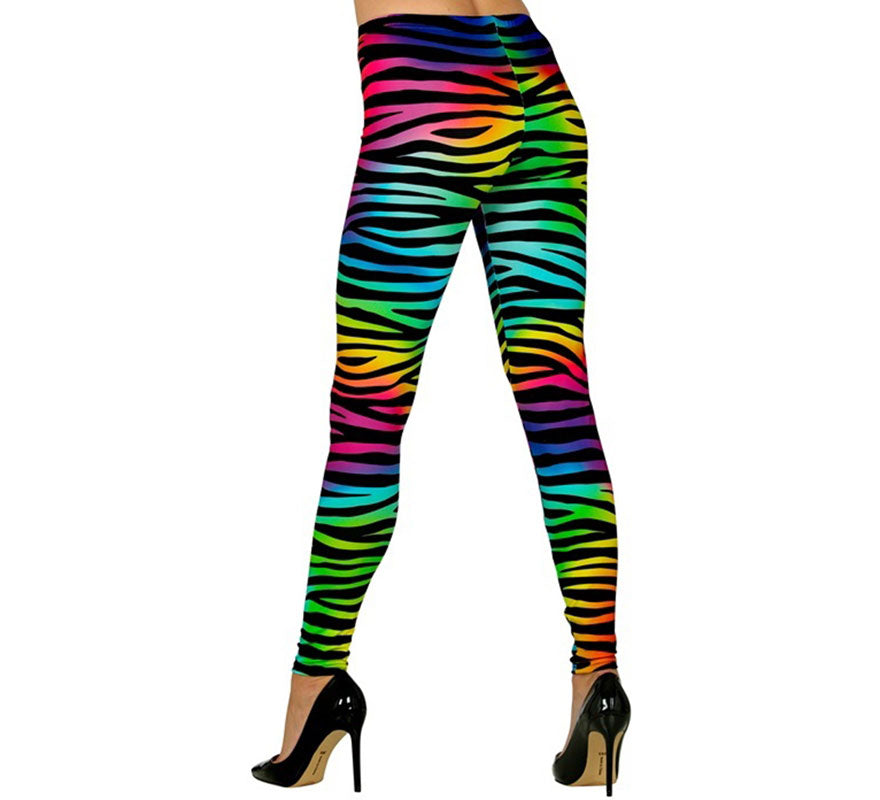Translation missing: es.Leggins estampado Leopardo Neón multicolor Años 80
