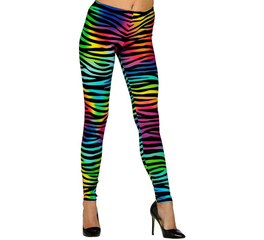 Translation missing: es.Leggins estampado Leopardo Neón multicolor Años 80