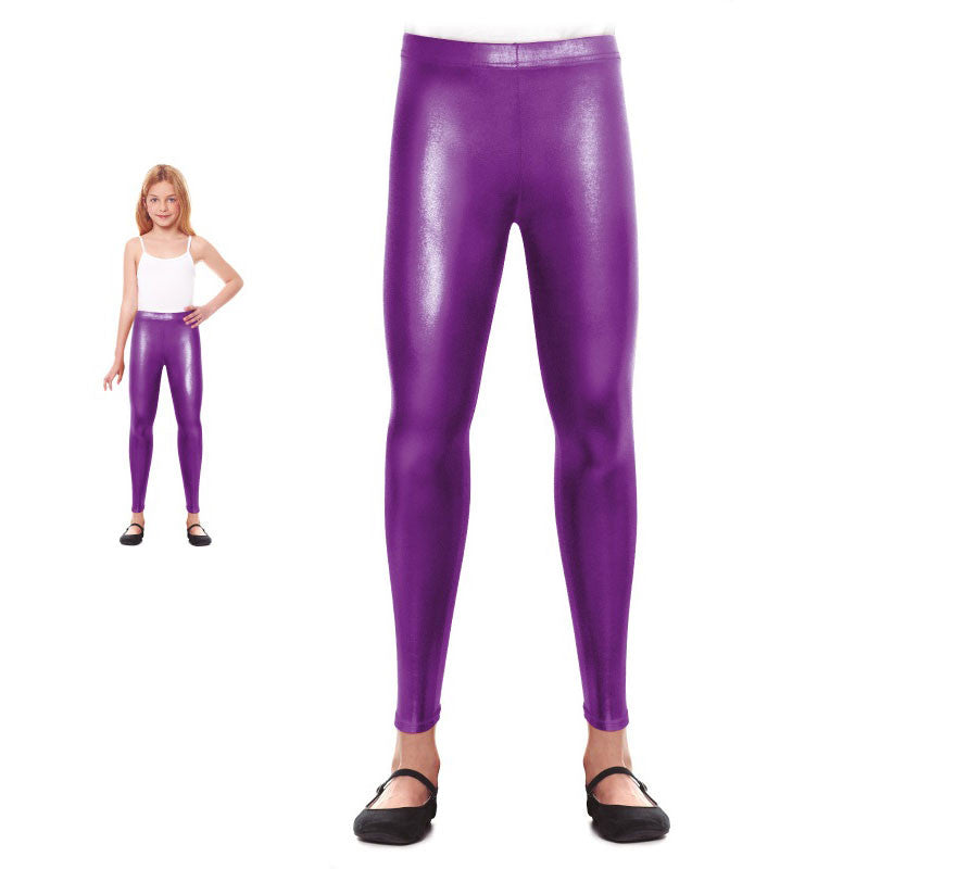 Translation missing: es.Leggins Metalizado lila para niña