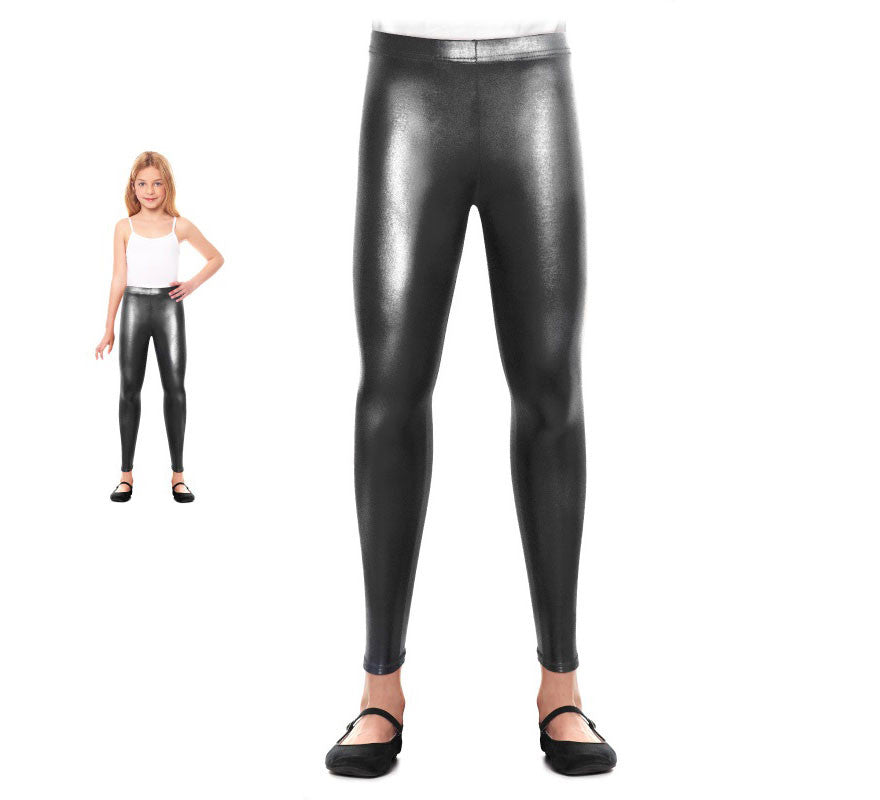 Translation missing: es.Leggins Metalizado negro para niña