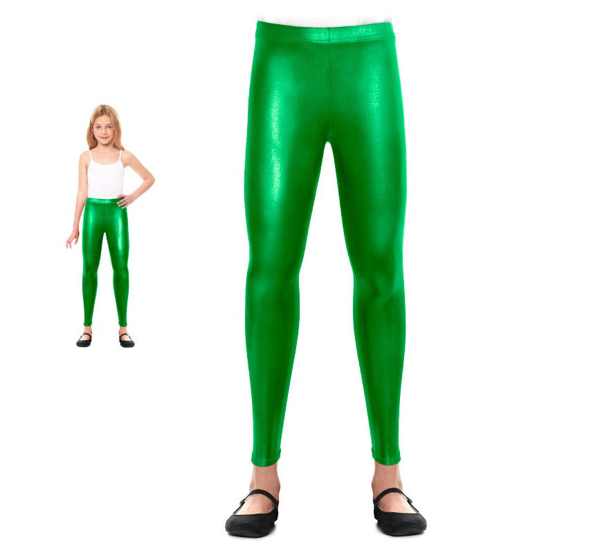 Translation missing: es.Leggins Metalizado verde para niña