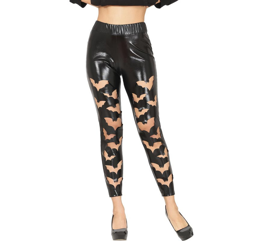 Translation missing: es.Leggins Murciélagos negros Símil Piel para mujer