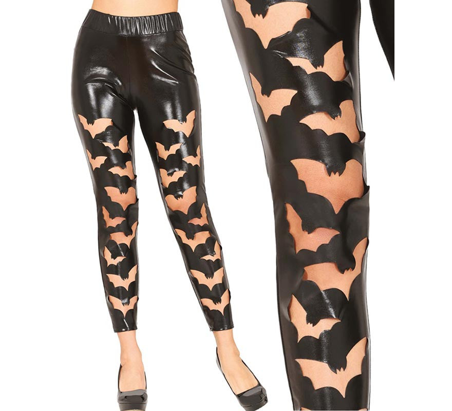 Translation missing: es.Leggins Murciélagos negros Símil Piel para mujer