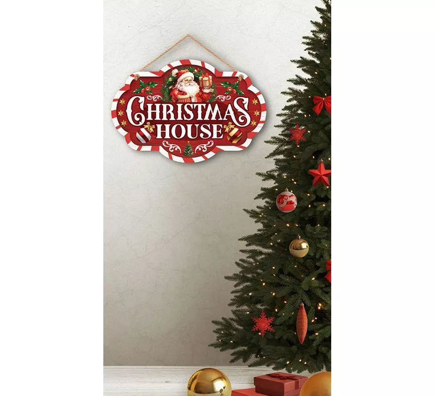 Translation missing: es.Letrero Christmas House rojo de 30x20 cm