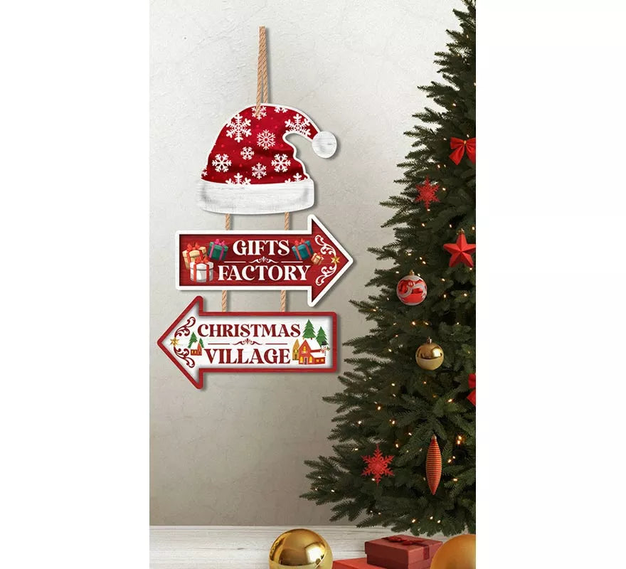 Translation missing: es.Letrero Gifts Factory y Christmas Village de 36x24 cm