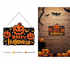 Letrero Happy Halloween Calabazas de 37x27 cm