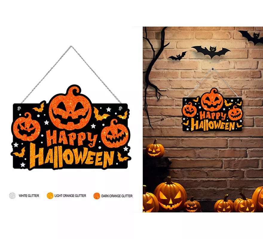 Translation missing: es.Letrero Happy Halloween Calabazas de 37x27 cm