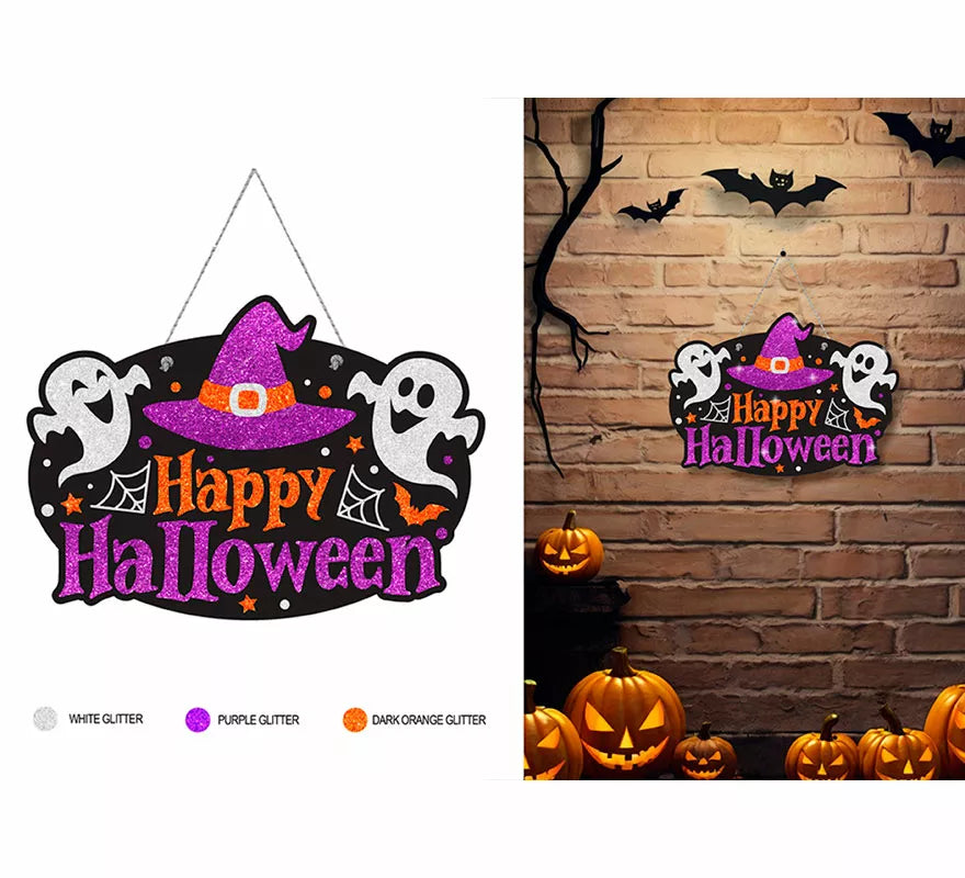 Translation missing: es.Letrero Happy Halloween Fantasmas de 37x27 cm