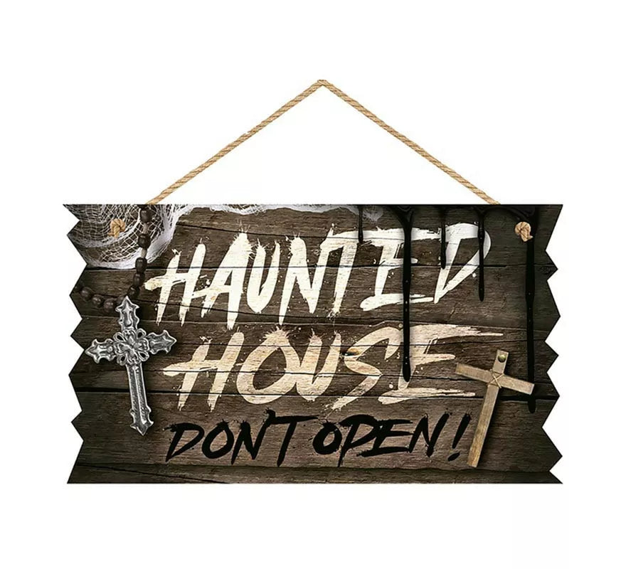 Translation missing: es."Letrero ""Hounted House"" de madera de 35x20 cm "